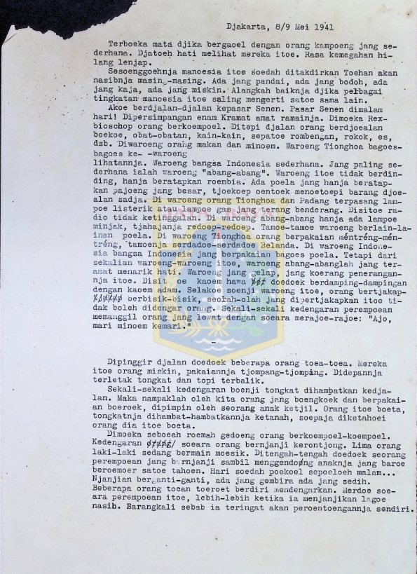 Catatan harian HB Jassin (8/9 Mei 1941)