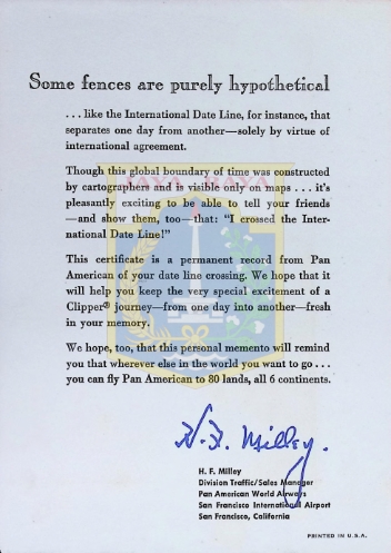 Surat kenang-kenangan dari H.F. Milley