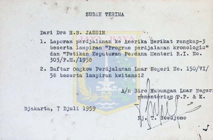 Surat tanda terima Soedjono