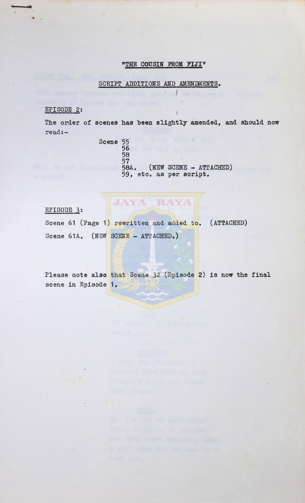 "The cousin from fiji" script additions and amendments