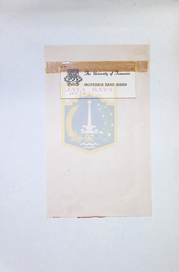 Kartu nama HB Jassin di Universitas Tasmania