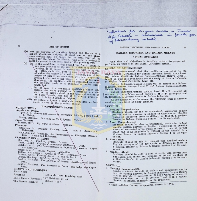 Bahasa Indonesia and Bahasa Melayu trial syllabus