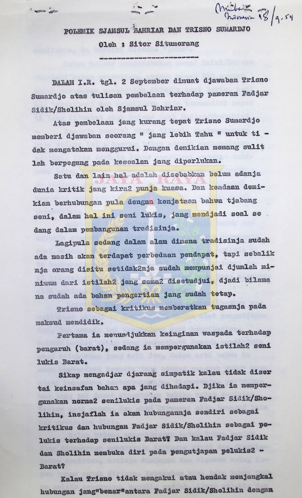 Poliemik Sjamsul Bariar dan Trisno Sumardjo