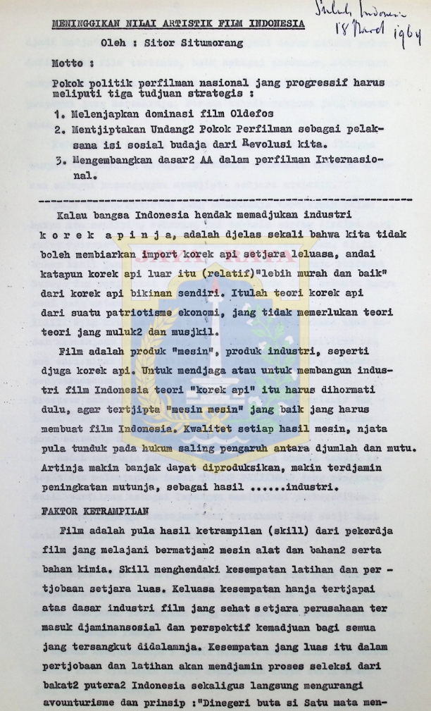 Meninggikan nilai artistik film Indonesia