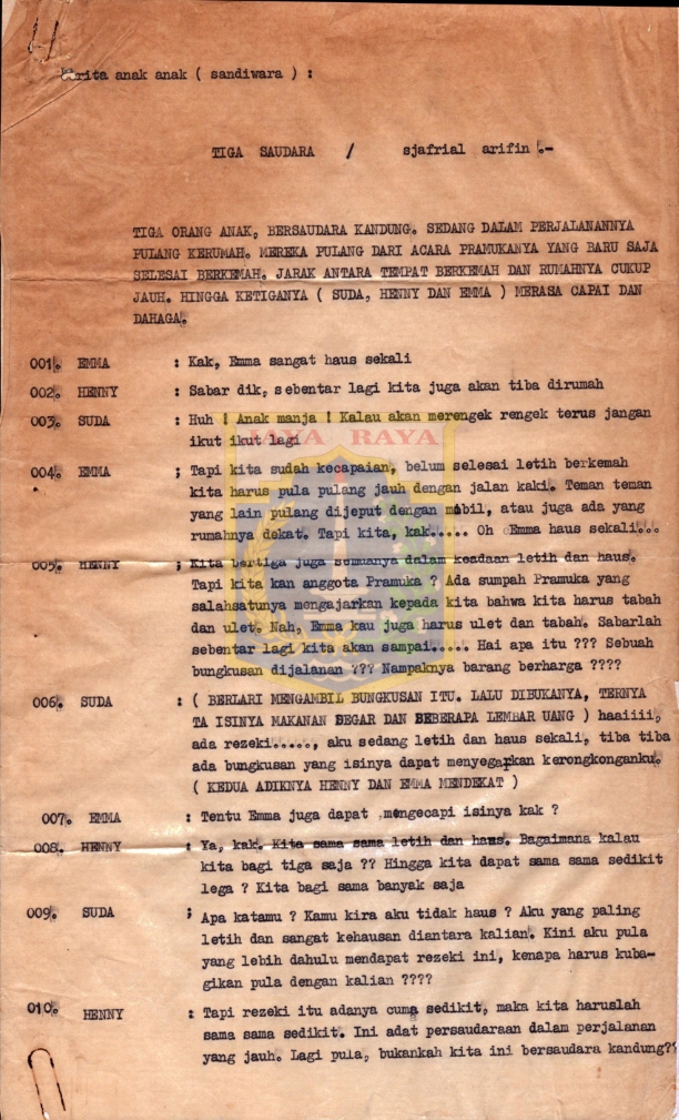 Tiga saudara (Ketikan)