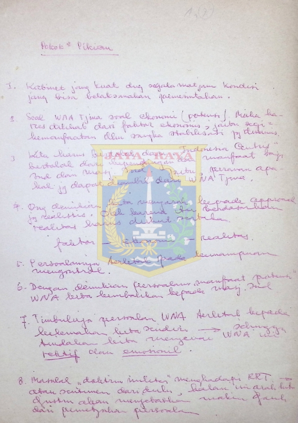 Tulisan tangan pokok-pokok pikiran