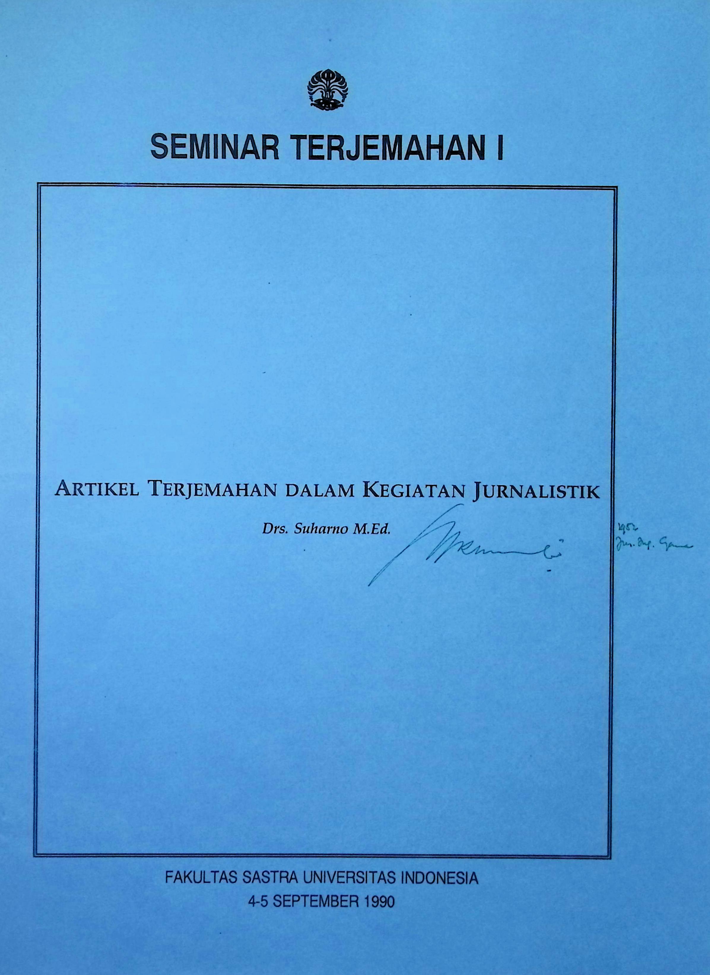 Artikel terjemahan dalam kegiatan jurnalistik