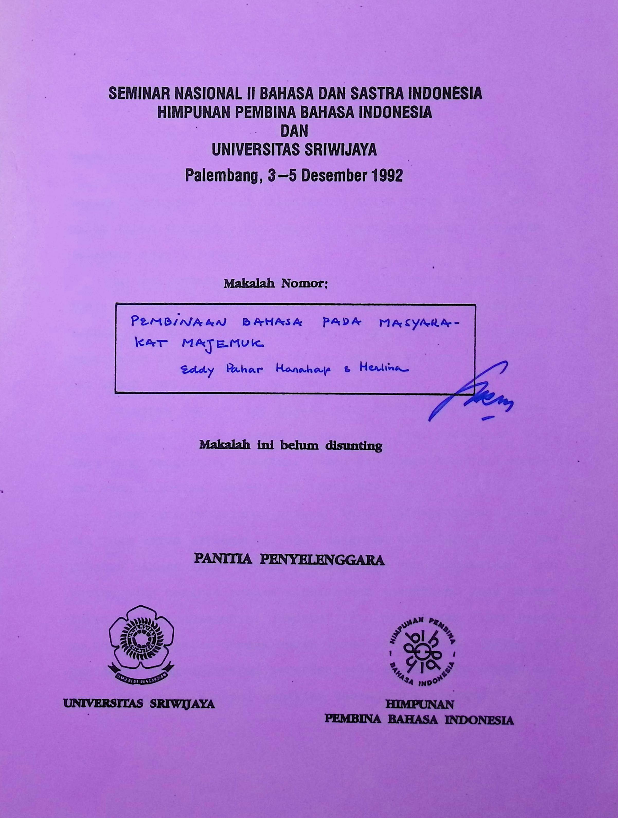 Pembinaan bahasa pada masyarakat majemuk