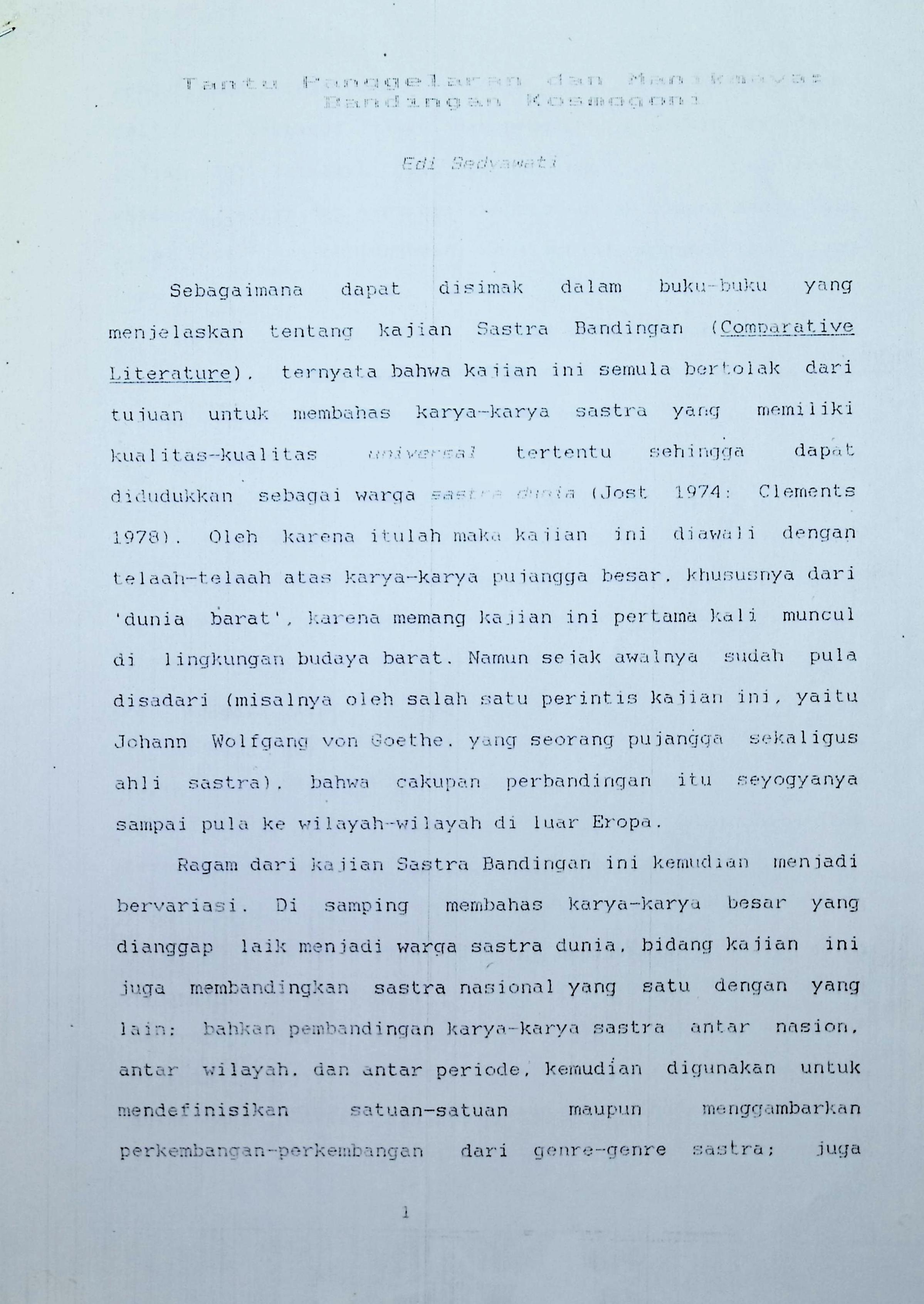 Tantu pagelaran dan manikmaya :  bandingan kosmogoni