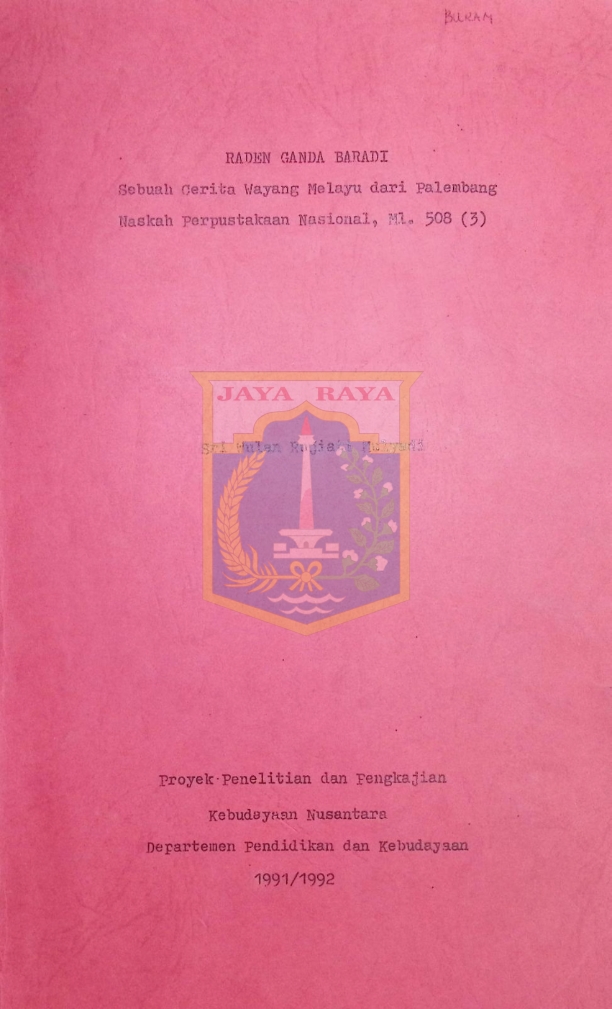 Raden Ganda Baradi : Sebuah cerita wayang melayu dari Palembang naskah Perpustakaan Nasional, MI.508 (3)
