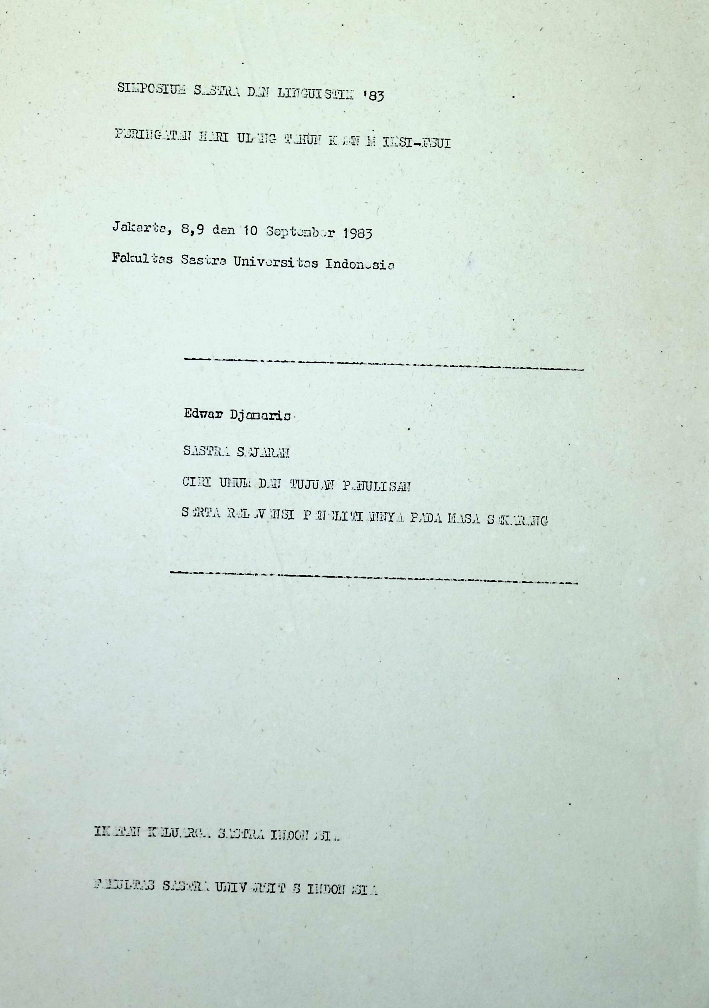 Sastra sejarah ciri umum dan tujuan penulisan sastra relevansi penelitiannya pada masa sekarang