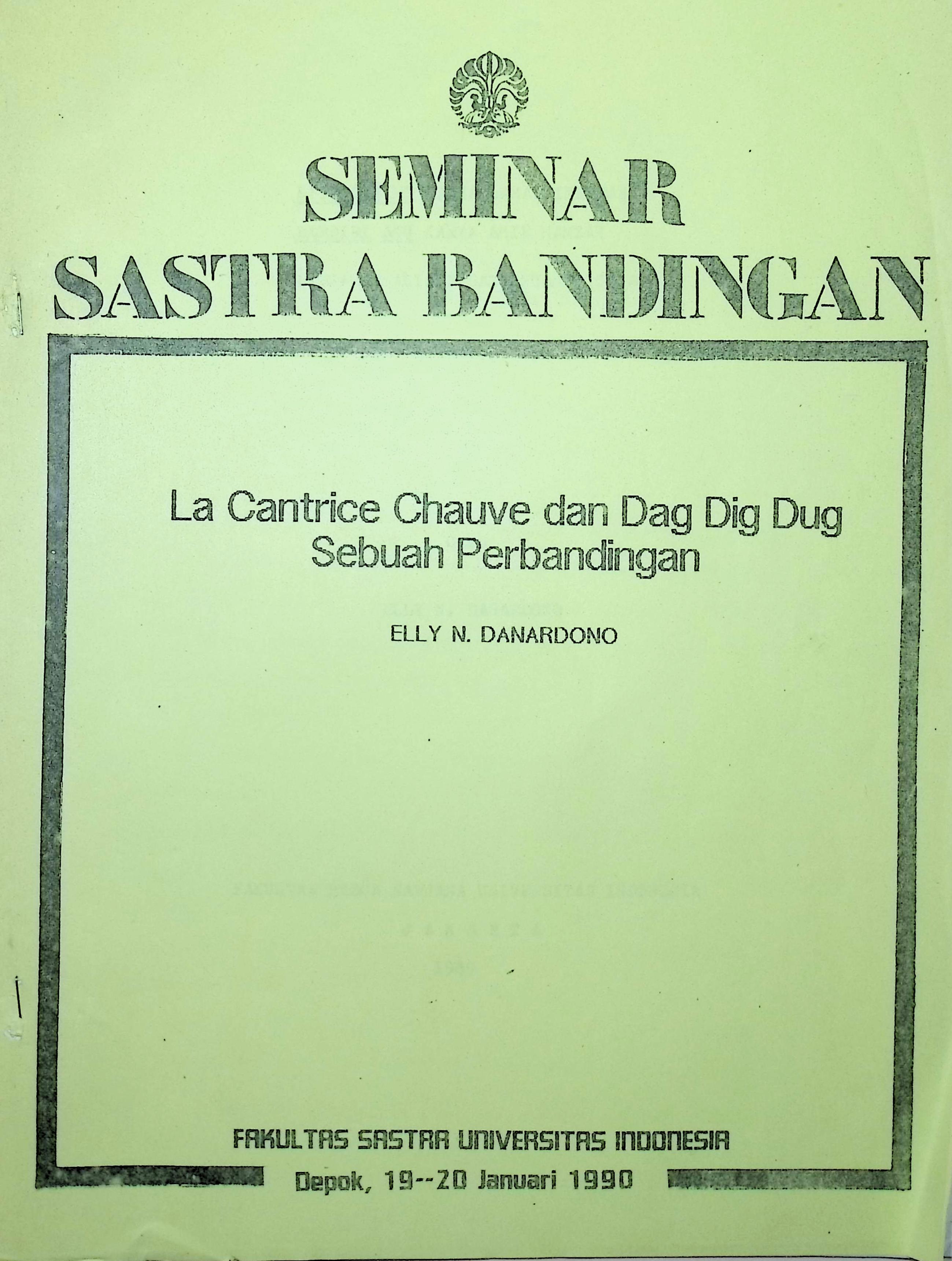 La Cantrice chauve dan dag dig dug. sebuah perbandingan