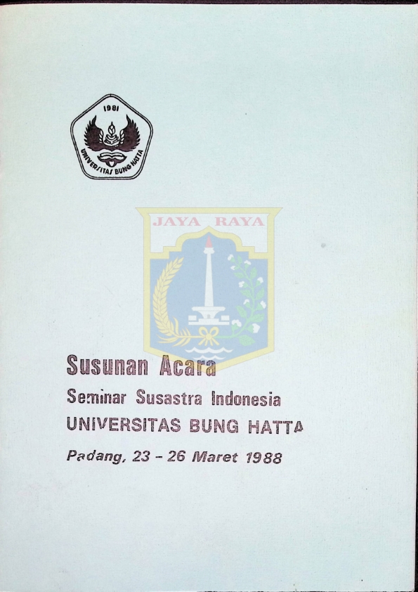 Buku susunan acara seminar susastra Indonesia