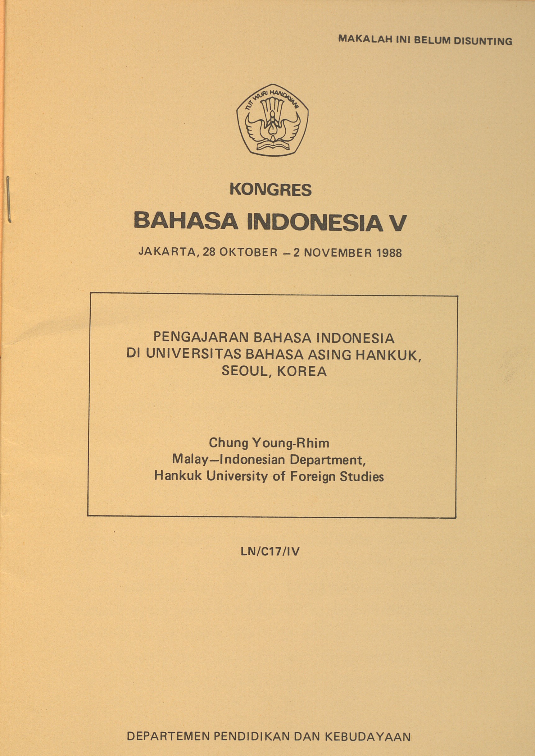 Pengajaran bahasa Indonesia di universitas bahasa asing Hankuk,Seoul,Korea