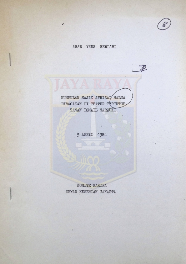 Abad yang berlari : Kumpulan sajak Afrizal Malna