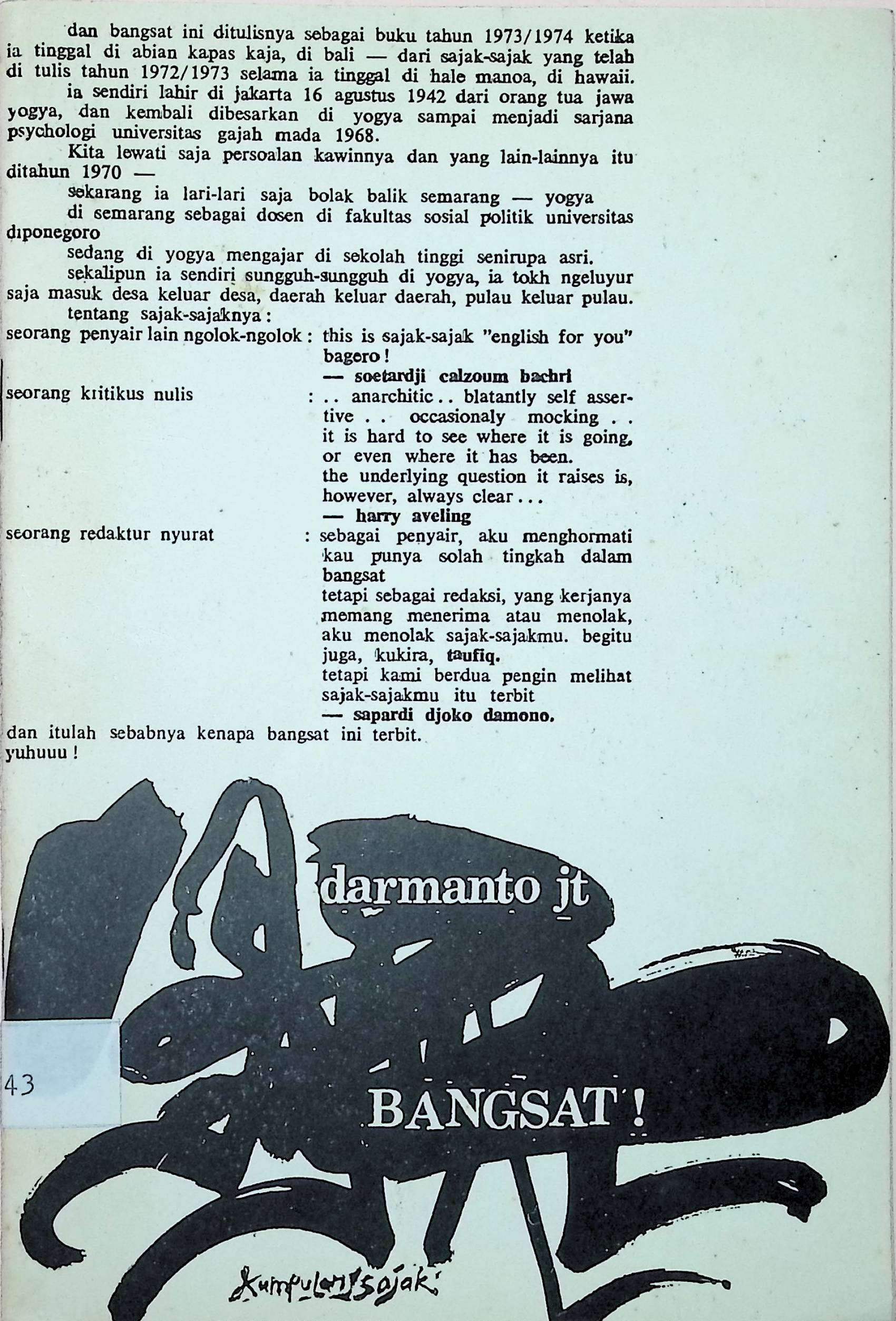 Bangsat. kumpulan sajak