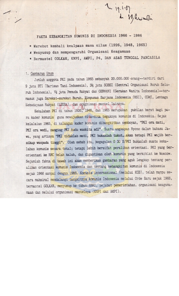 Fakta kebangkitan komunis di Indonesia 1966-1986