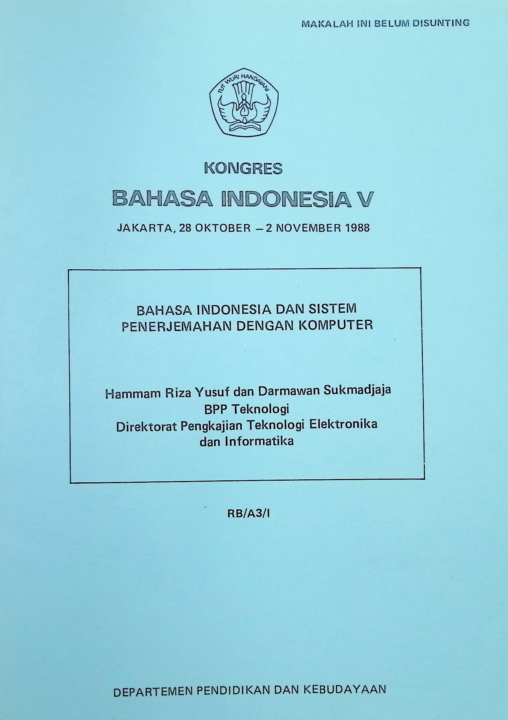 Bahasa Indonesia dan sistem penerjemahan dengan komputer
