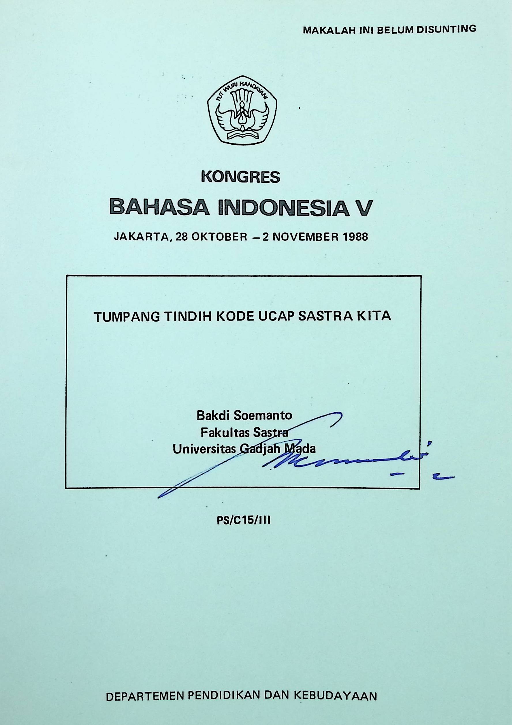 Tumpang tindih kode ucap sastra kita