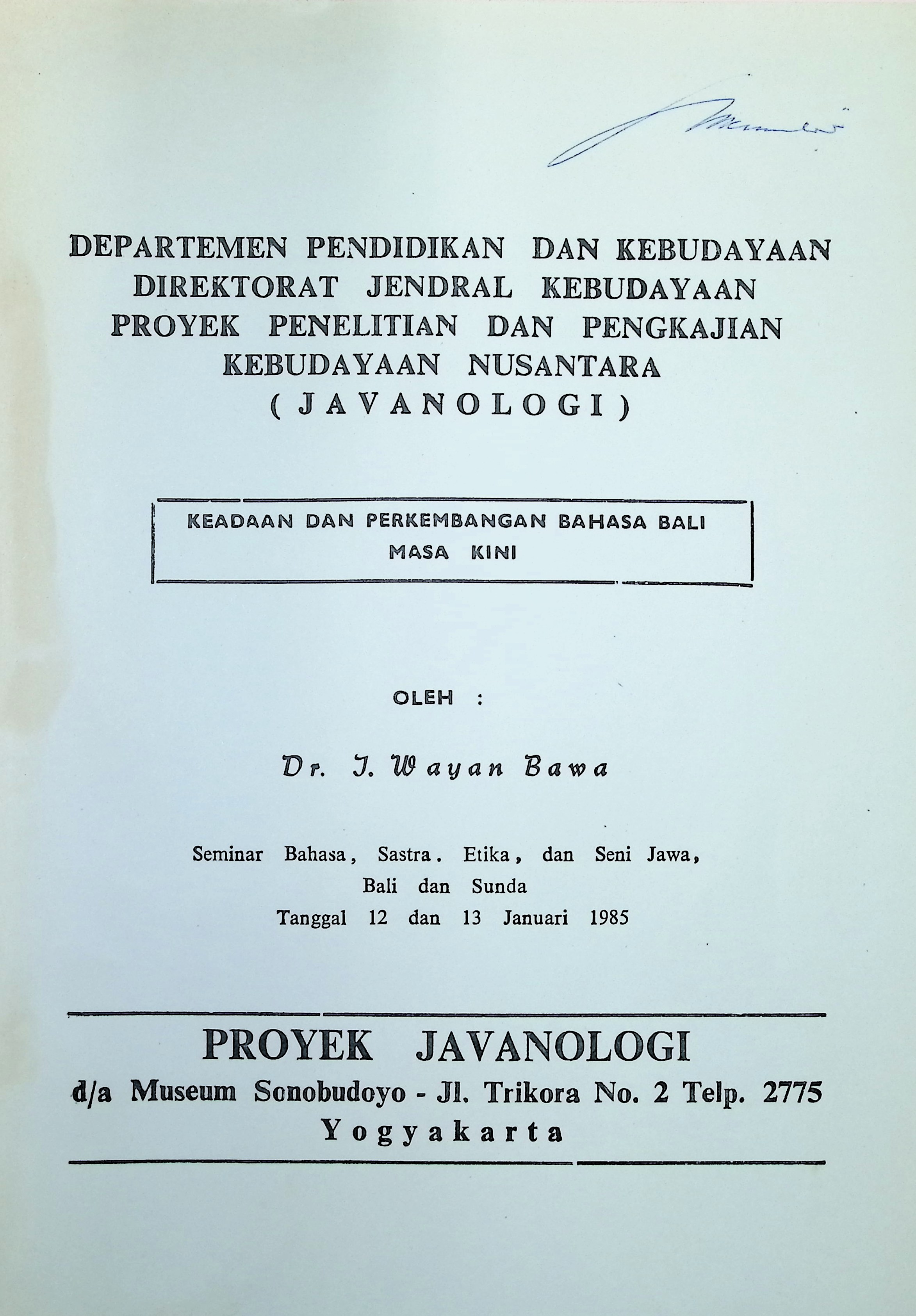 Keadaan dan perkembangan bahasa Bali masa kini