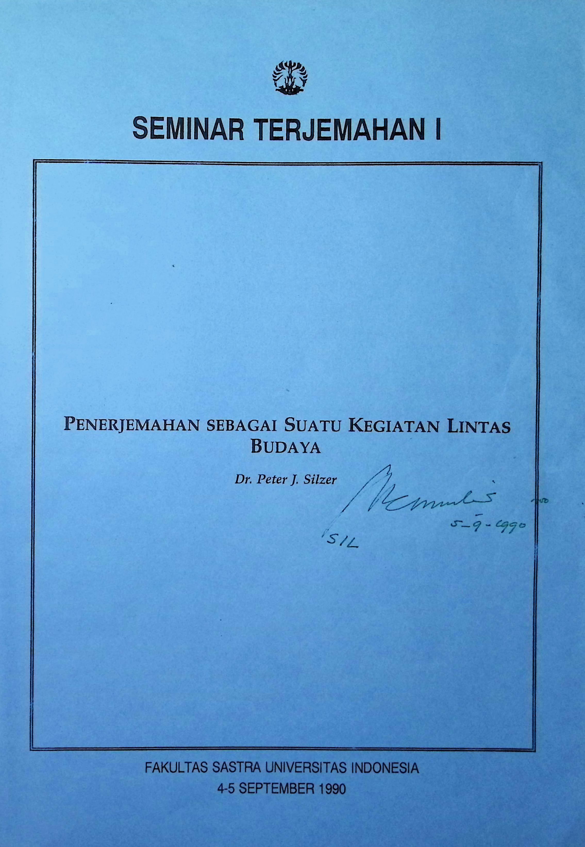 Penerjemahan sebagai suatu kegiatan lintas budaya