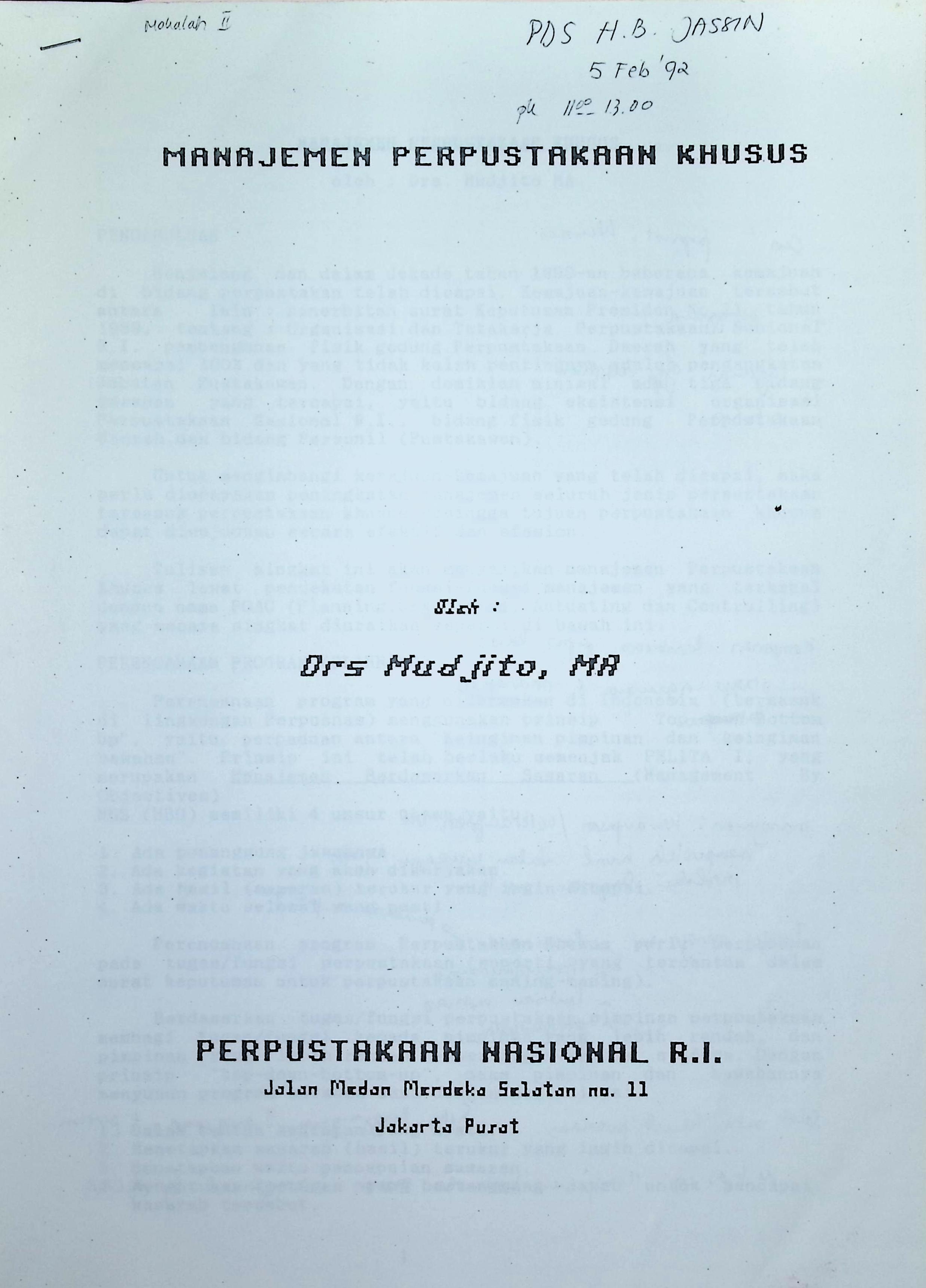 Manajemen perpustakaan khusus